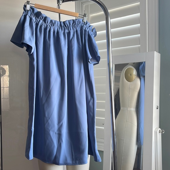 Pleione Denim Blue Off the Shoulder Dress Size L Nordstrom - Picture 3 of 7